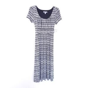 NEW Danny & Nicole Midi Dress Small Women, Modest, Black, WhiteTan, Short Sleeve